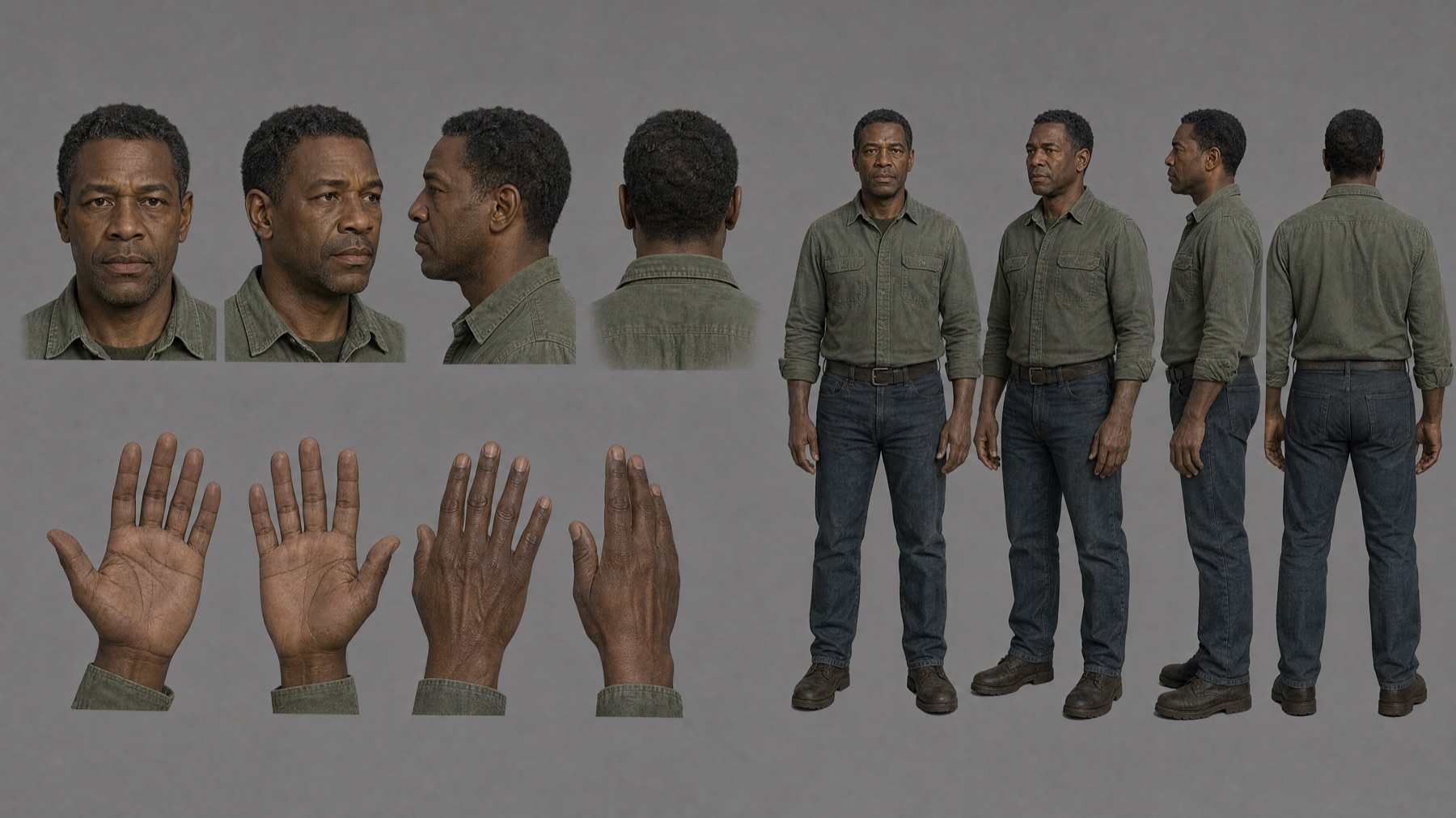 Character map of the driver: turnaround and hands