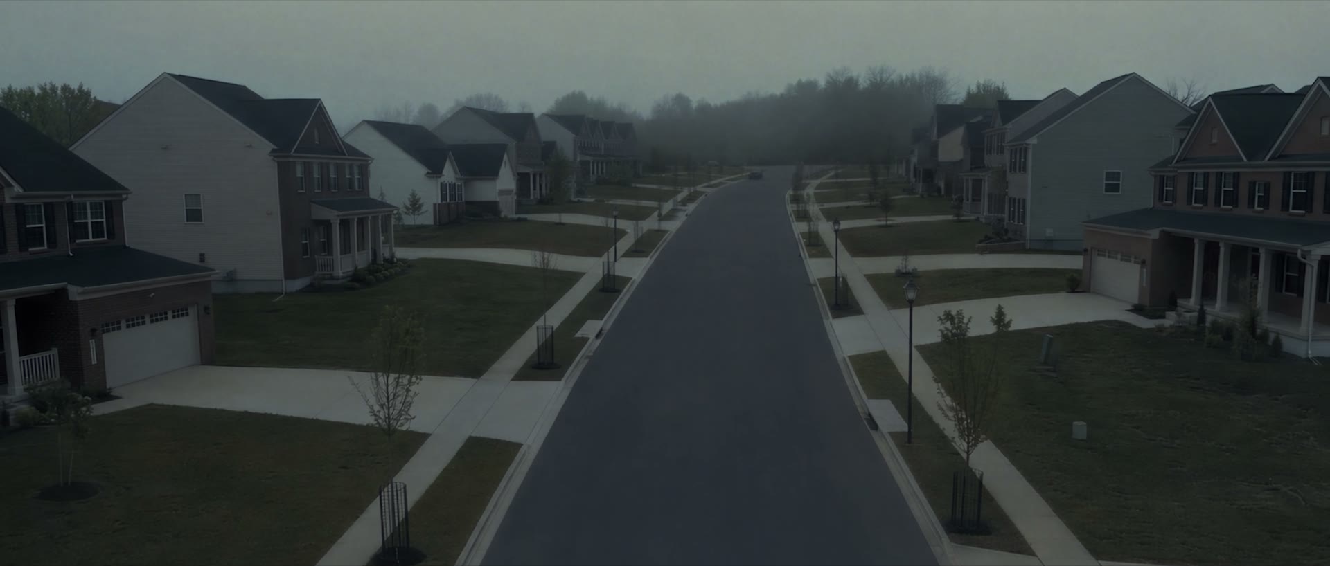 A quiet suburban street from above
