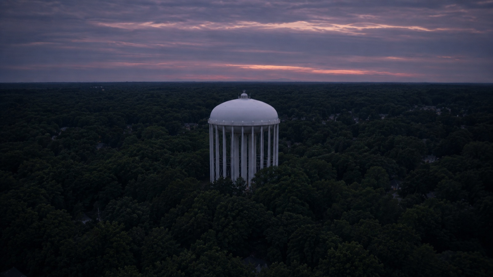 Keyframe of a water tower at dusk