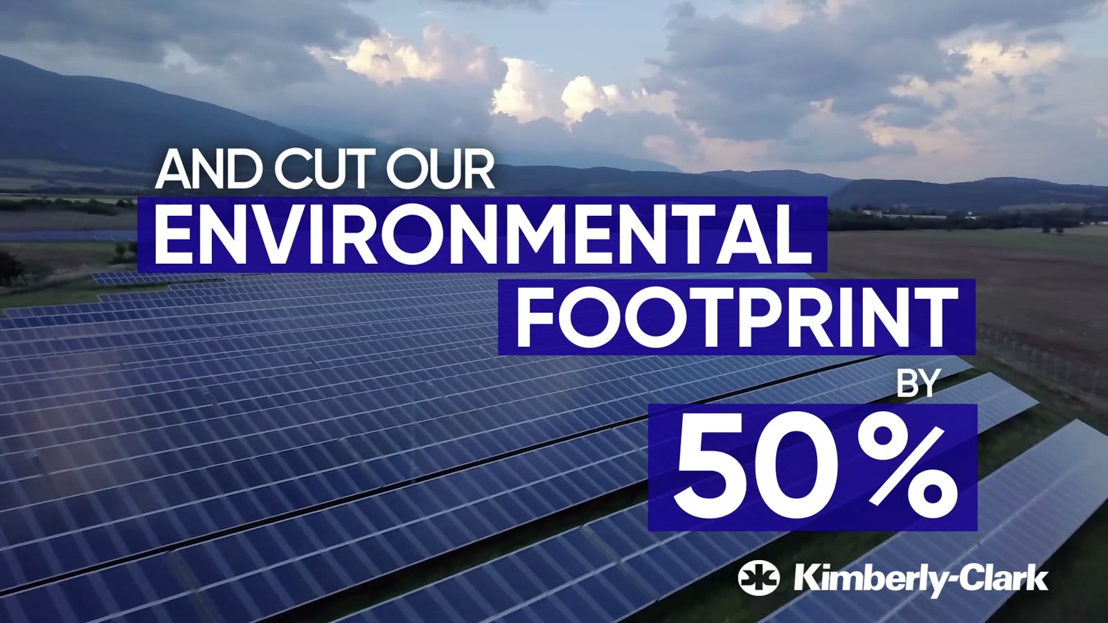 Solar panels, with the words And cut our environmental footprint by 50%